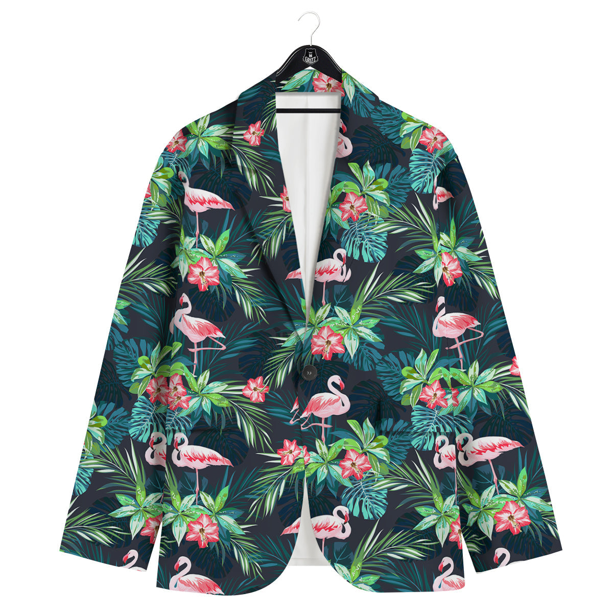 Hibiscus And Tropical Flamingo Print Pattern Men's Sport Coat-grizzshop