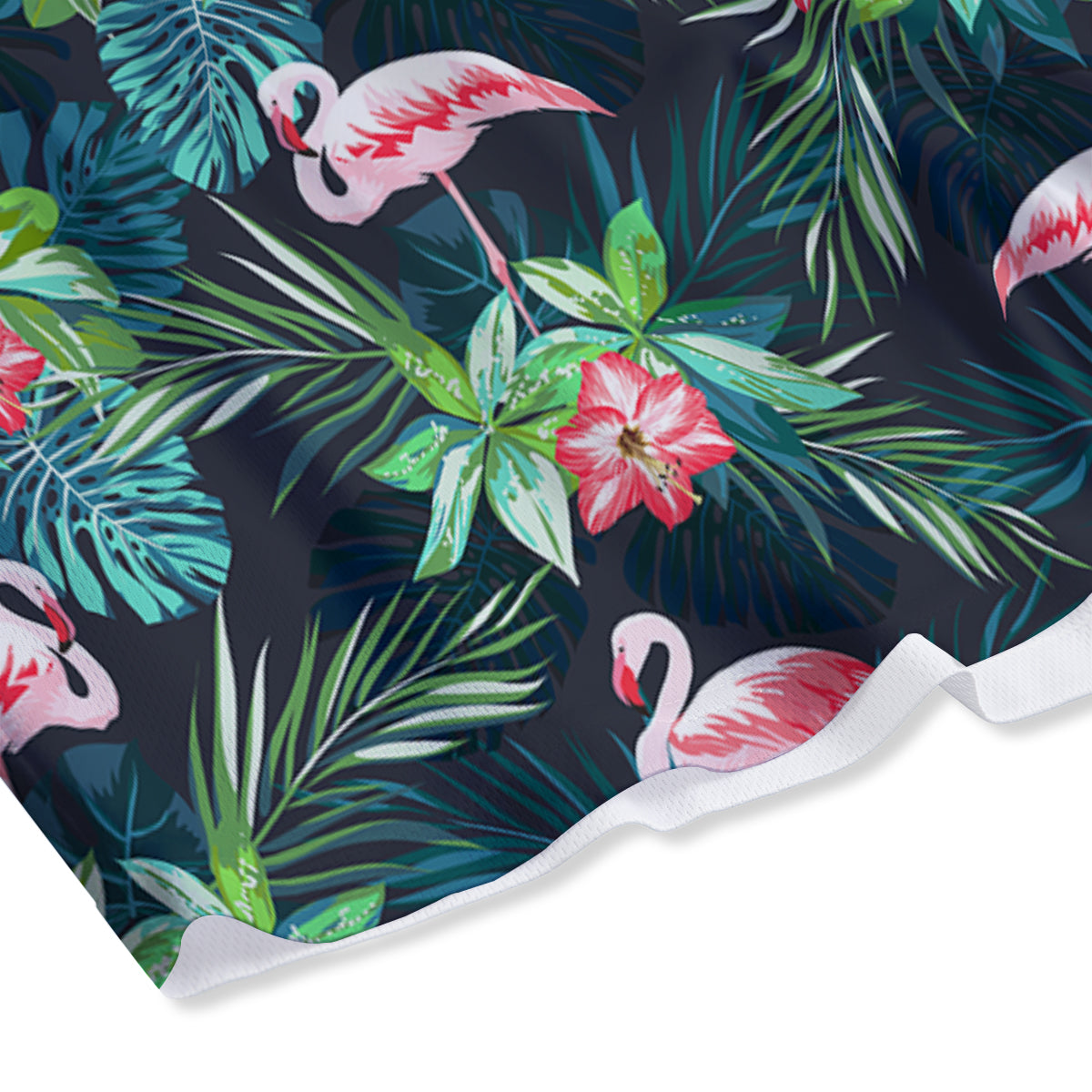 Hibiscus And Tropical Flamingo Print Pattern Mesh Shorts