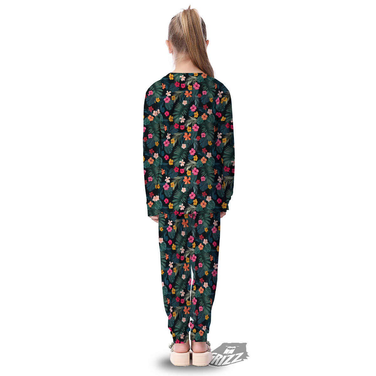Hibiscus And Tropical Palm Print Pattern Kid's Pajamas-grizzshop