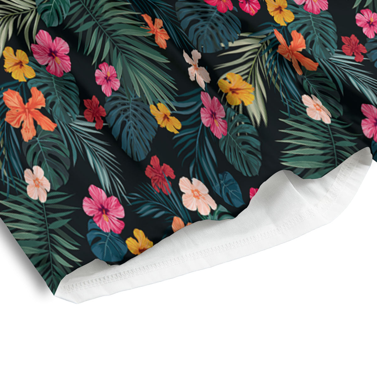 Hibiscus And Tropical Palm Print Pattern Men's Athletic Shorts