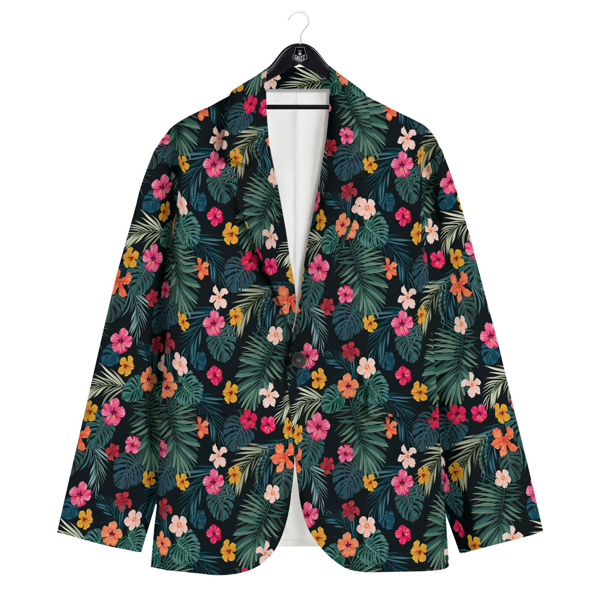 Hibiscus And Tropical Palm Print Pattern Men's Sport Coat-grizzshop