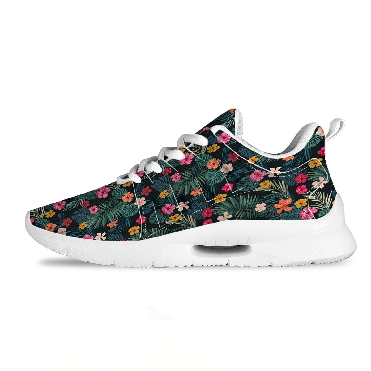 Hibiscus And Tropical Palm Print Pattern Tennis Shoes-grizzshop
