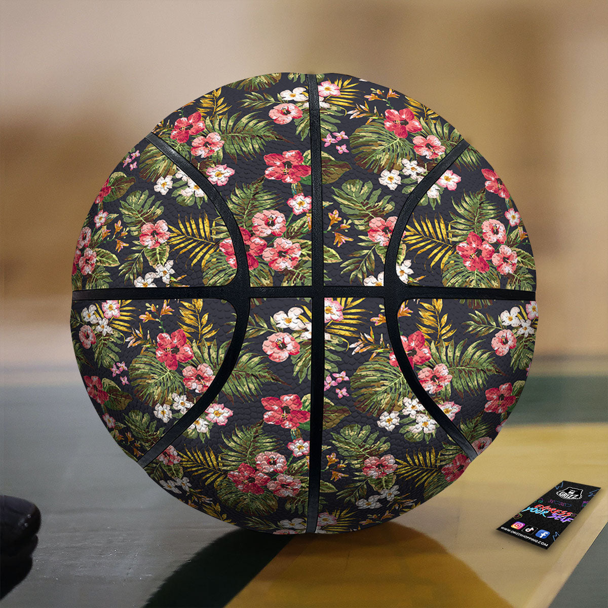 Hibiscus Blossom Tropical Print Pattern Basketball