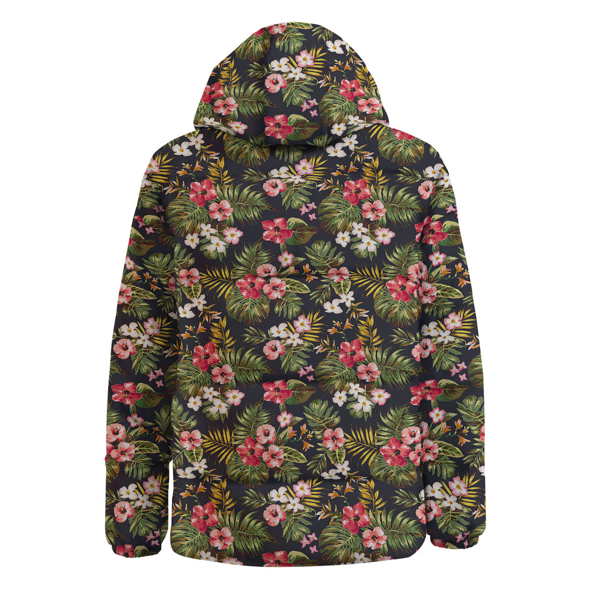 Hibiscus Blossom Tropical Print Pattern Down Jacket-grizzshop