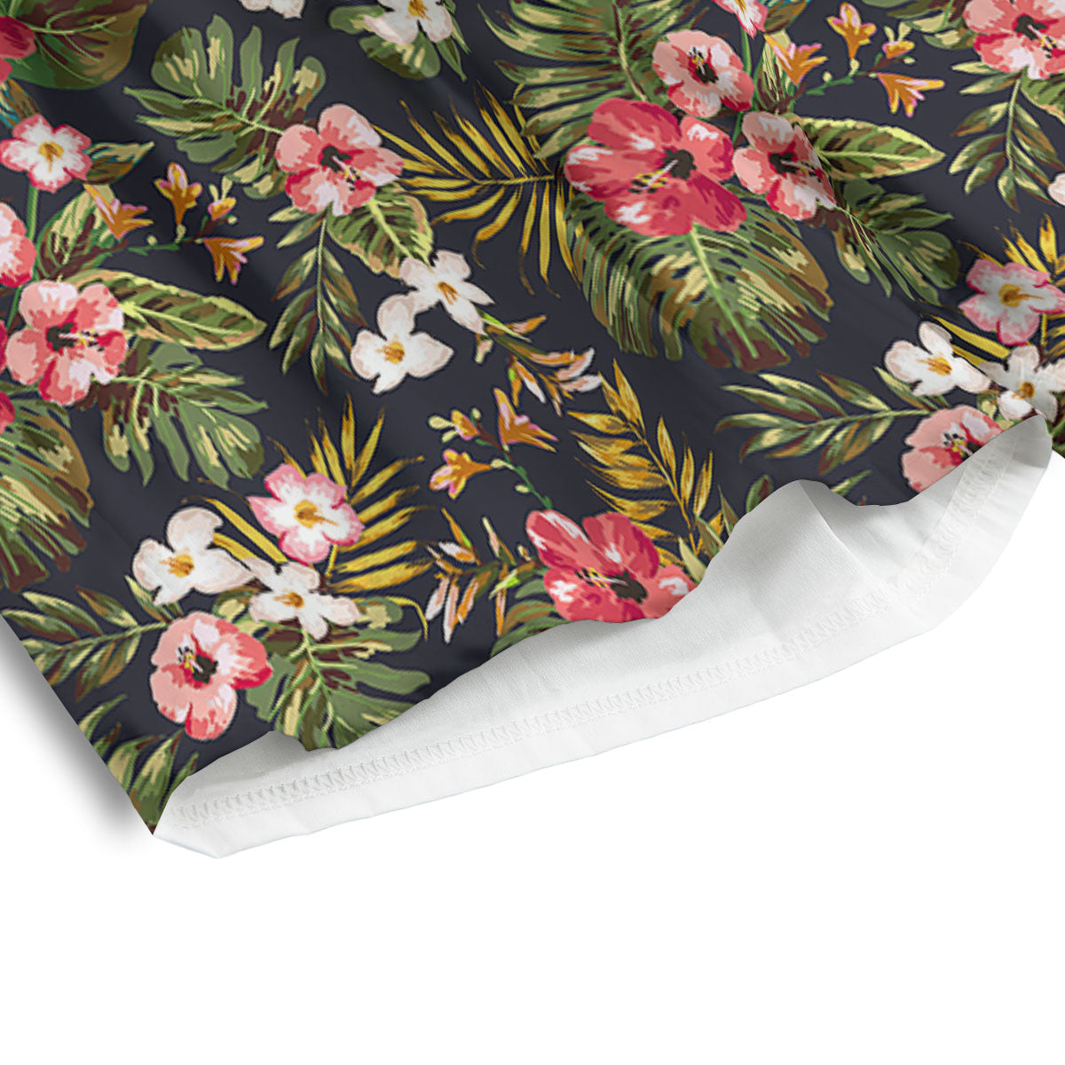 Hibiscus Blossom Tropical Print Pattern Men's Athletic Shorts