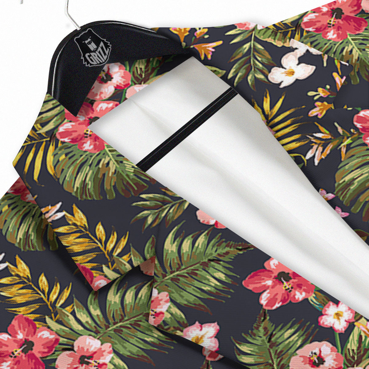 Hibiscus Blossom Tropical Print Pattern Men's Sport Coat-grizzshop