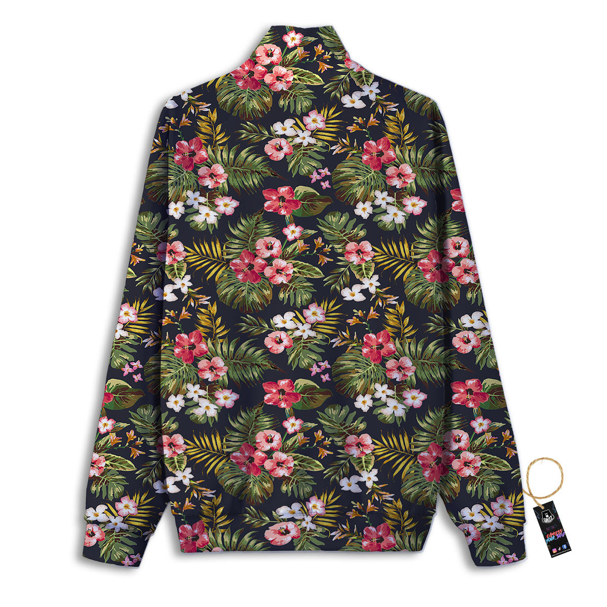 Hibiscus Blossom Tropical Print Pattern Track Jacket-grizzshop
