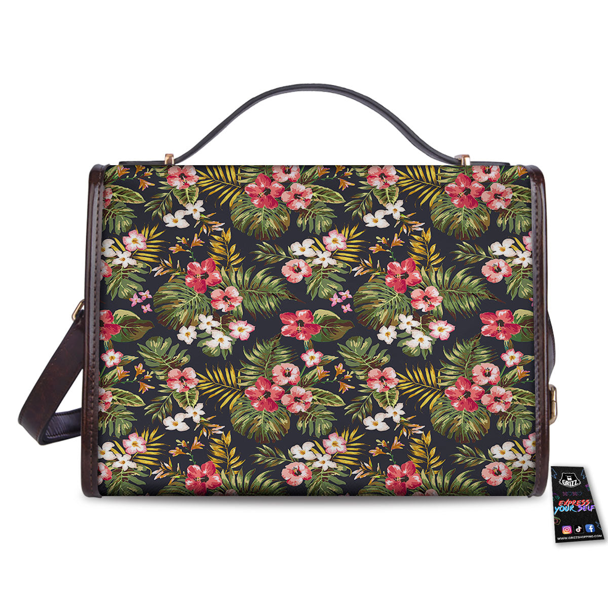 Hibiscus Blossom Tropical Print Pattern Women's Satchel Bag-grizzshop