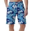 Hibiscus Blue Hawaiian Print Men's Shorts-grizzshop