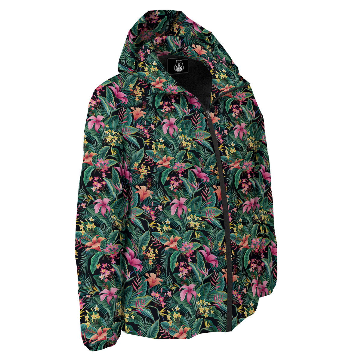 Hibiscus Exotic Tropical Print Pattern Down Jacket-grizzshop