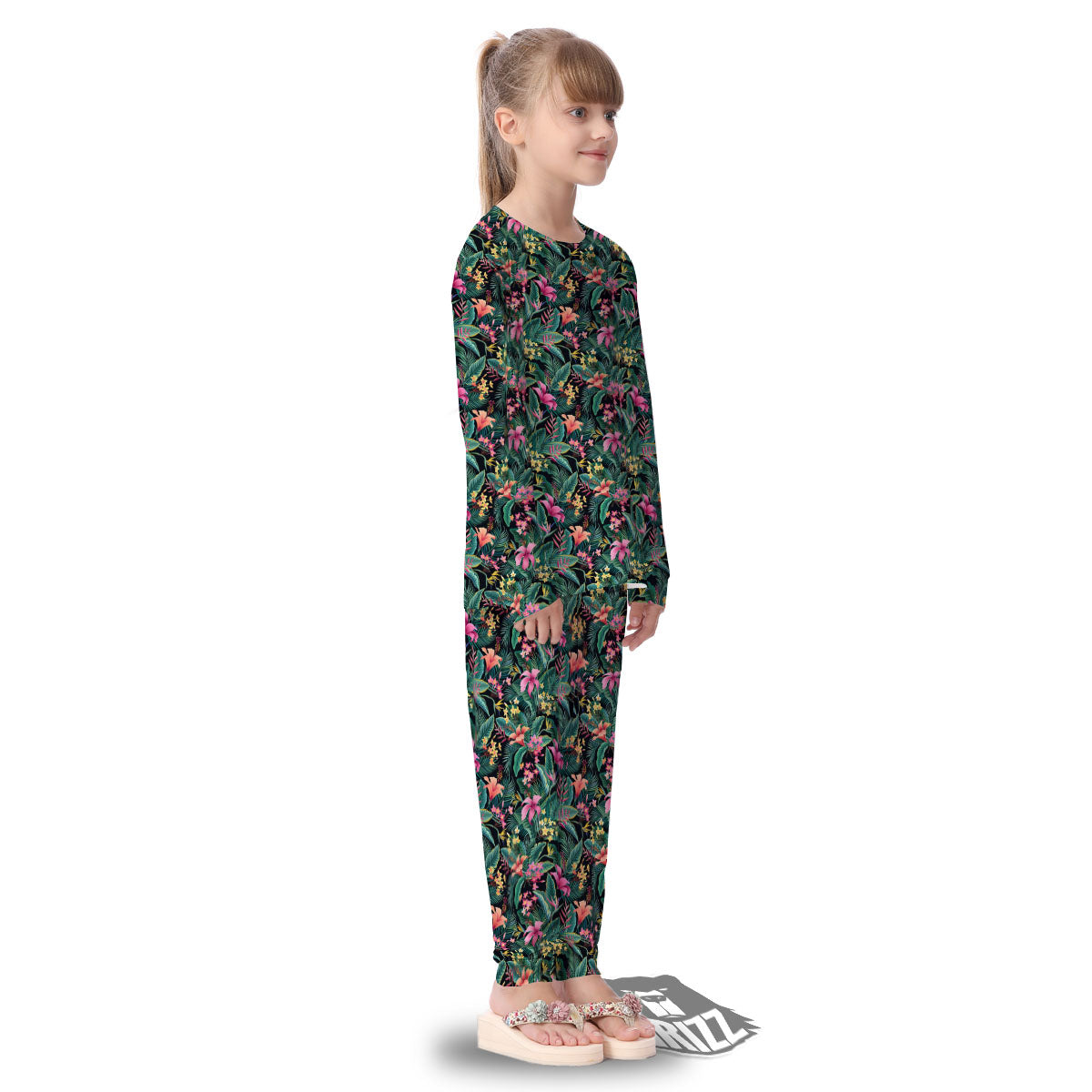 Hibiscus Exotic Tropical Print Pattern Kid's Pajamas-grizzshop