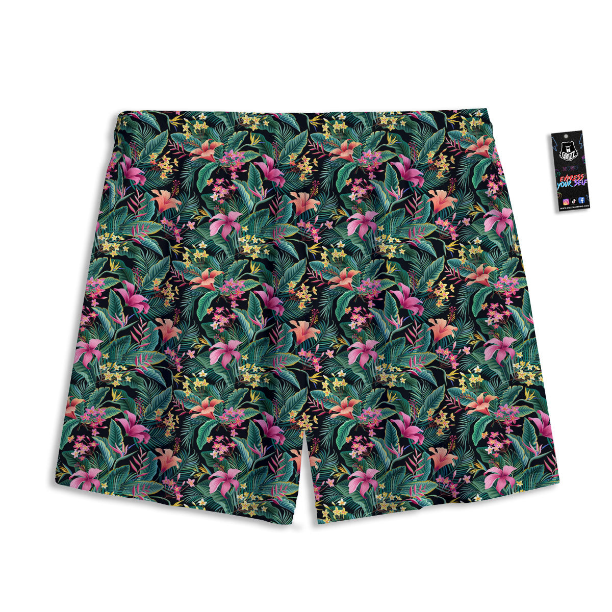 Hibiscus Exotic Tropical Print Pattern Mesh Shorts
