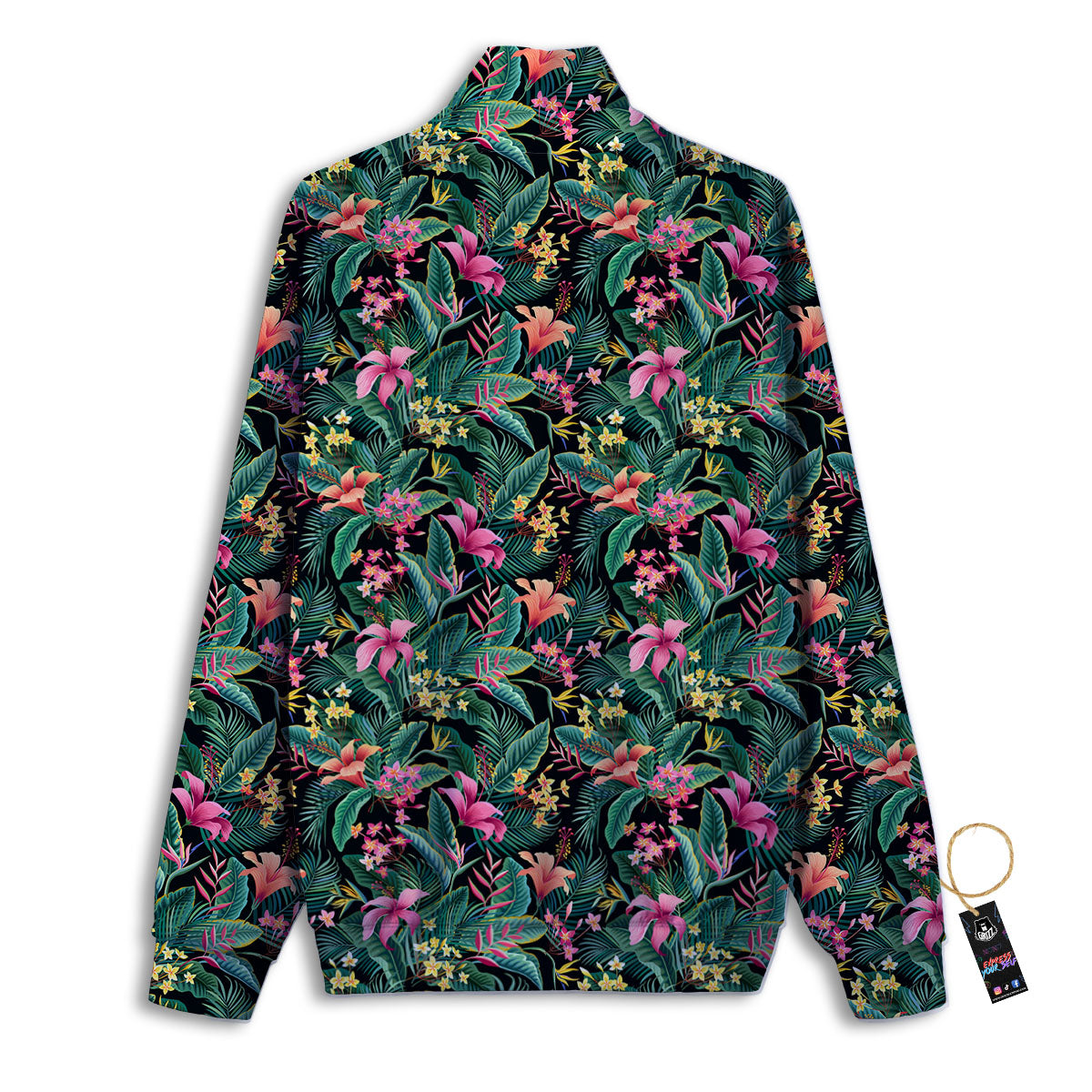Hibiscus Exotic Tropical Print Pattern Track Jacket-grizzshop