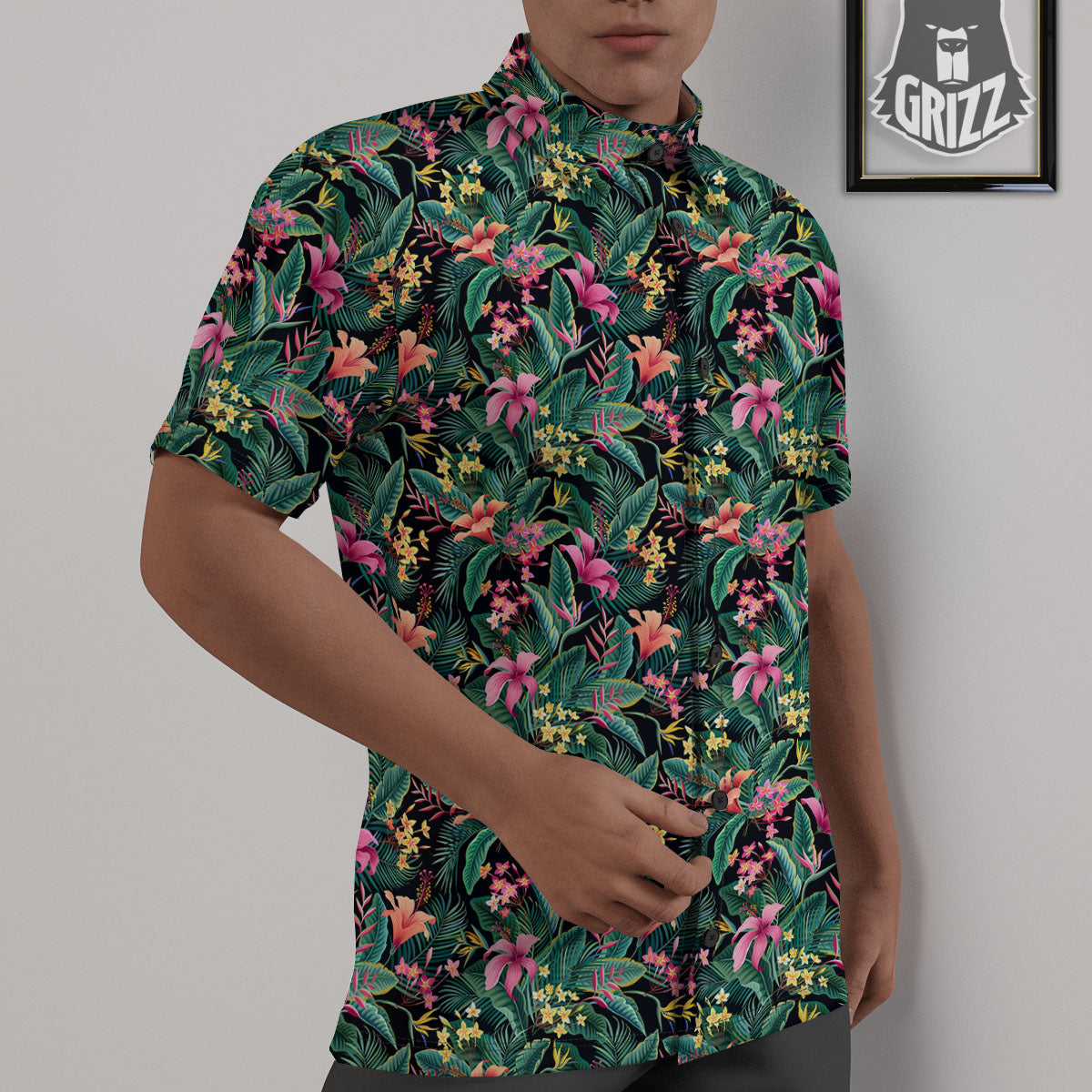 Hibiscus Exotic Tropical Print Pattern Untucked Shirts-grizzshop