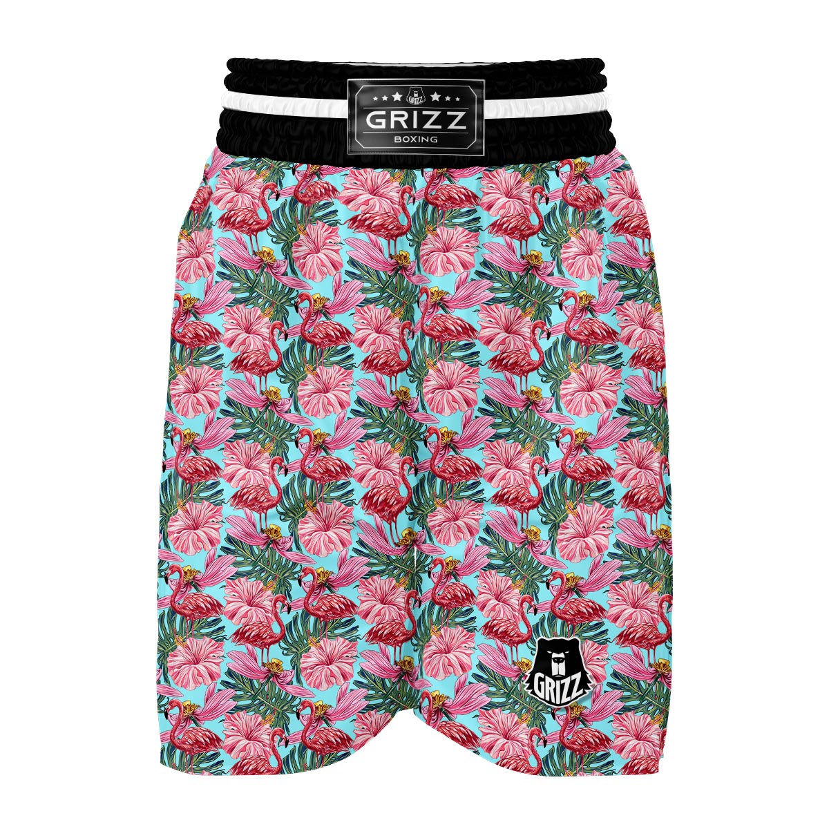 Hibiscus Flamingo Boxing Shorts-grizzshop