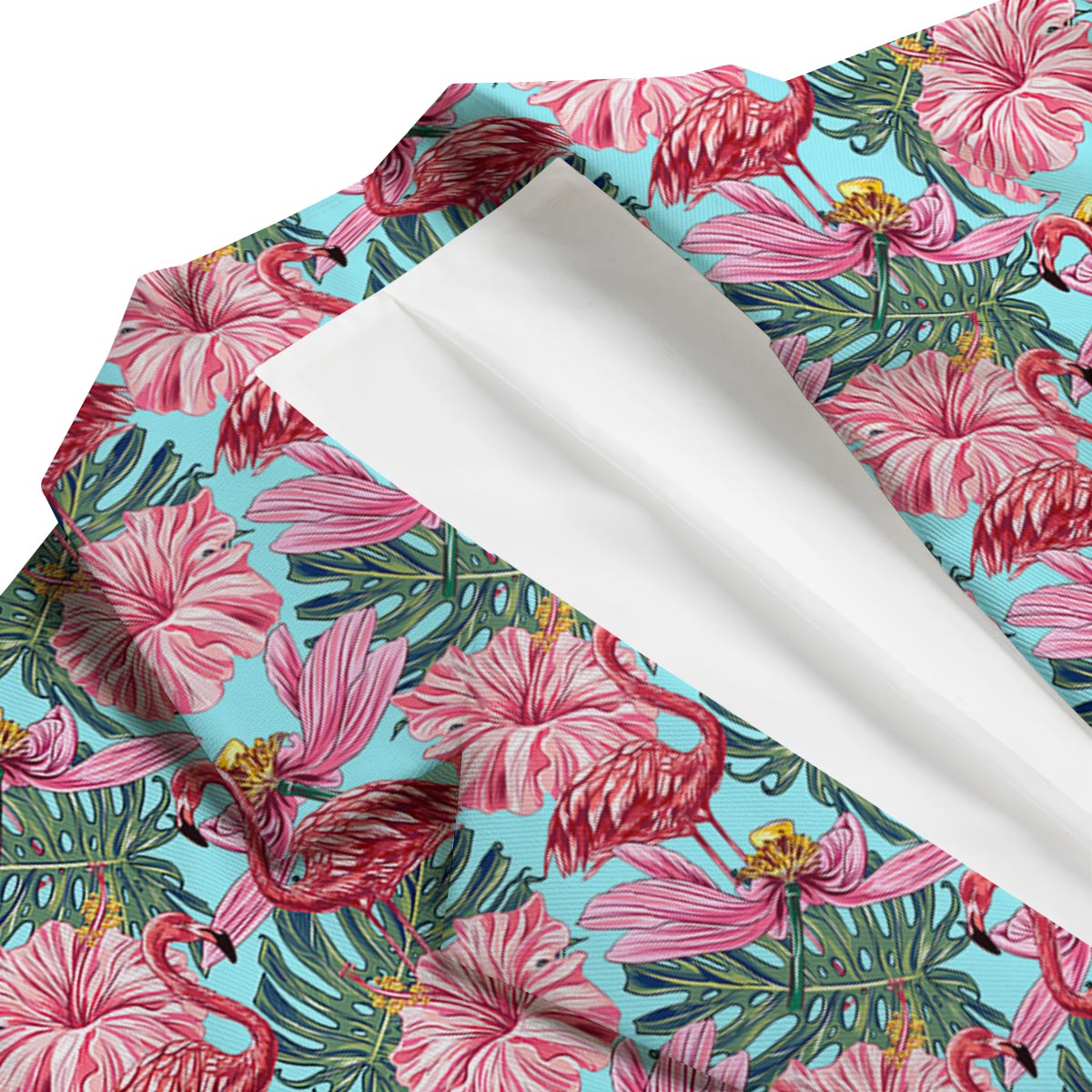 Hibiscus Flamingo Men's Blazer-grizzshop