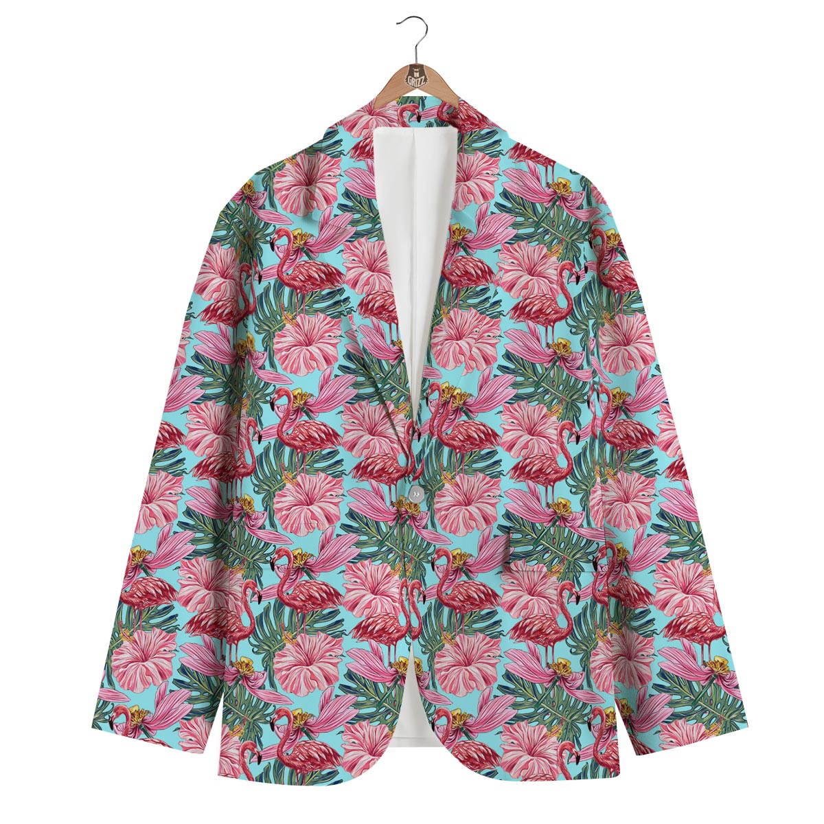 Hibiscus Flamingo Men's Blazer-grizzshop