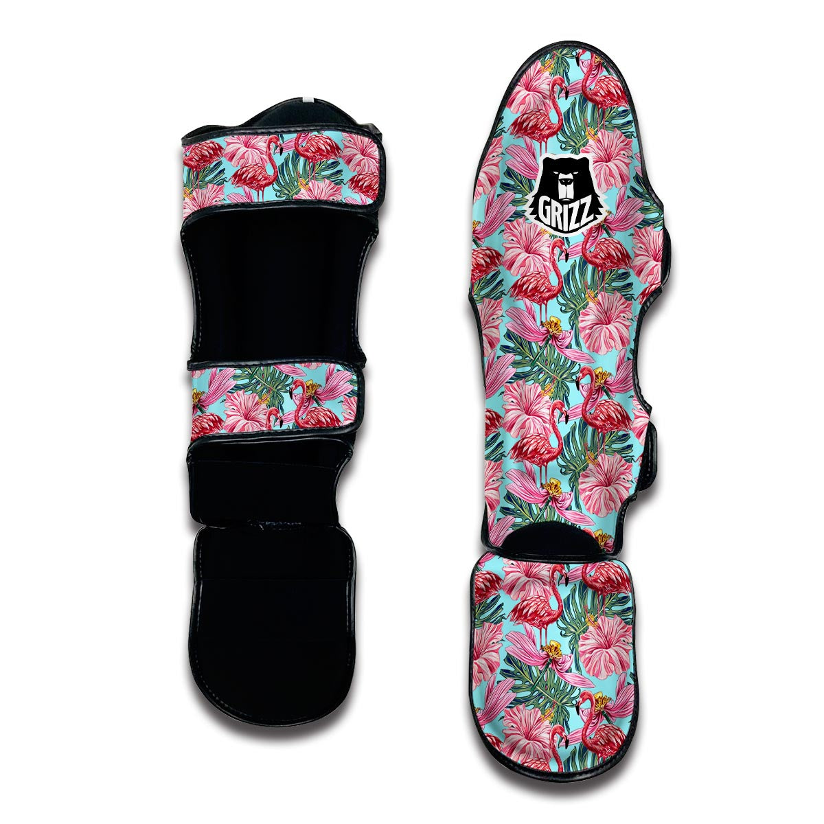 Hibiscus Flamingo Muay Thai Shin Guards-grizzshop