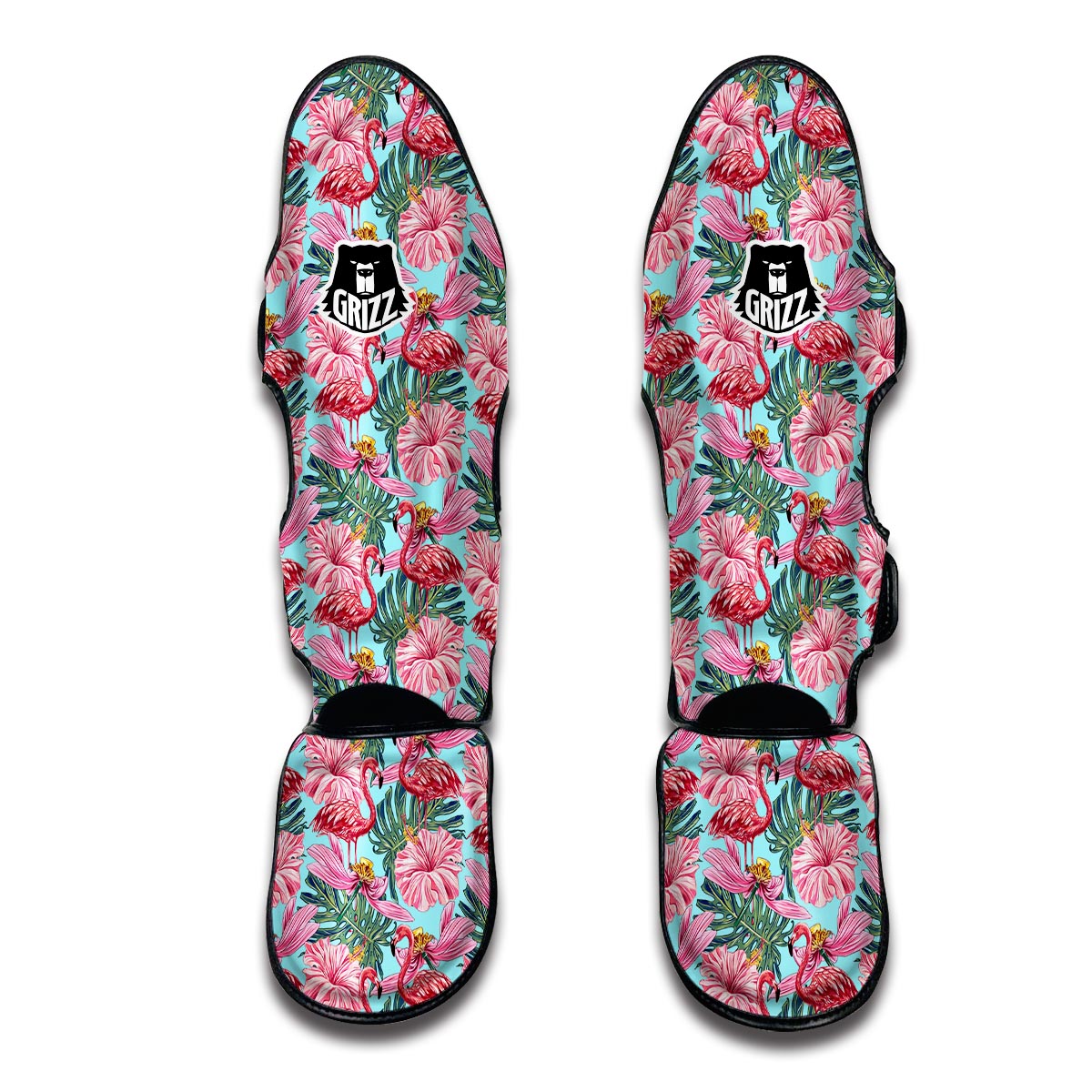 Hibiscus Flamingo Muay Thai Shin Guards-grizzshop