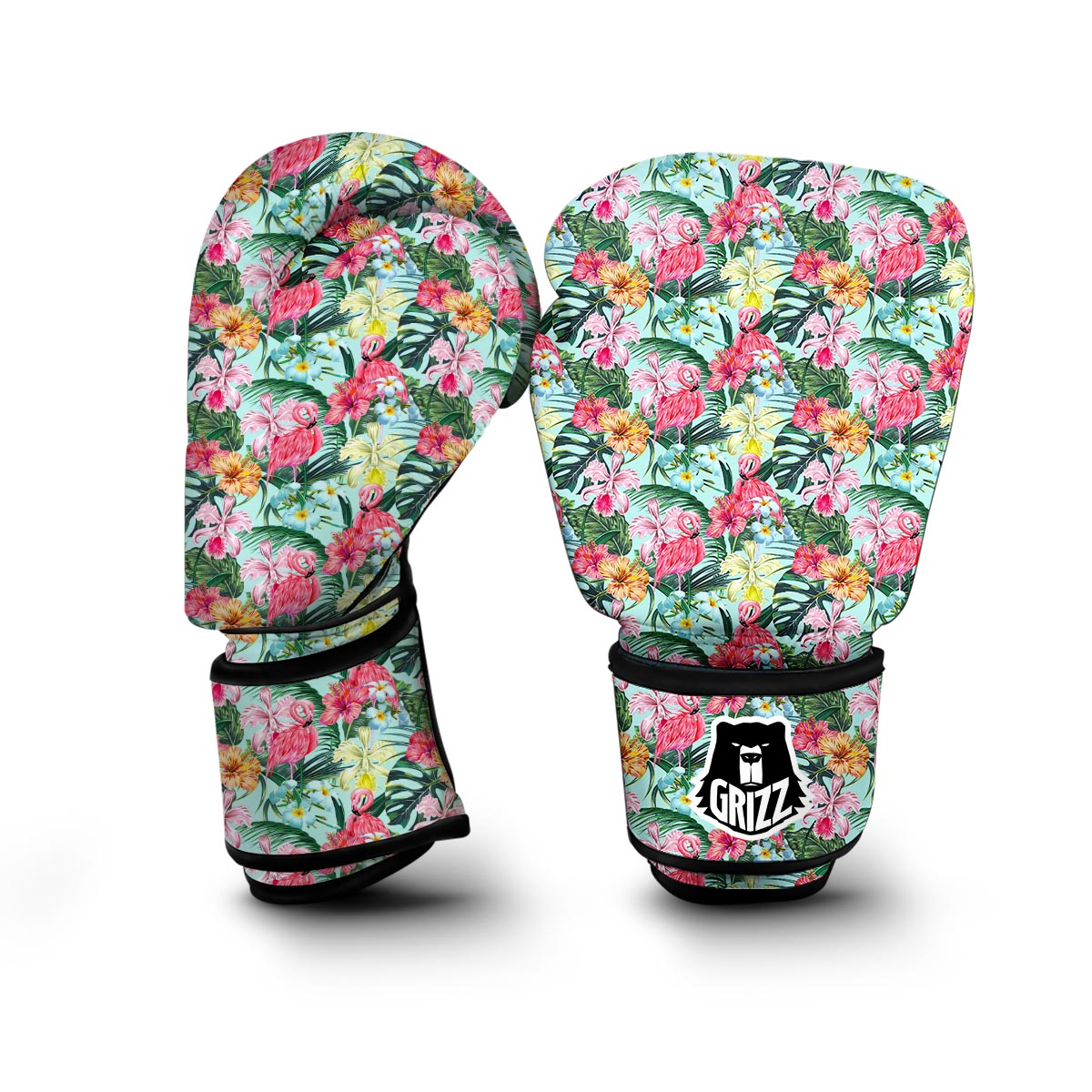 Hibiscus Flamingo Tropical Boxing Gloves-grizzshop