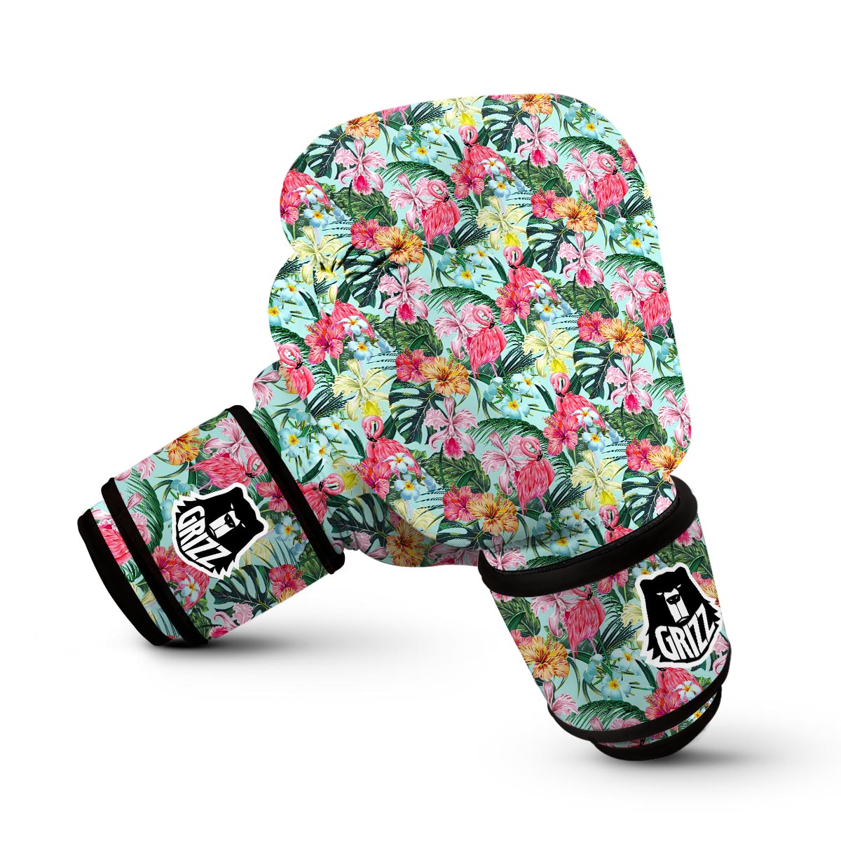 Hibiscus Flamingo Tropical Boxing Gloves-grizzshop