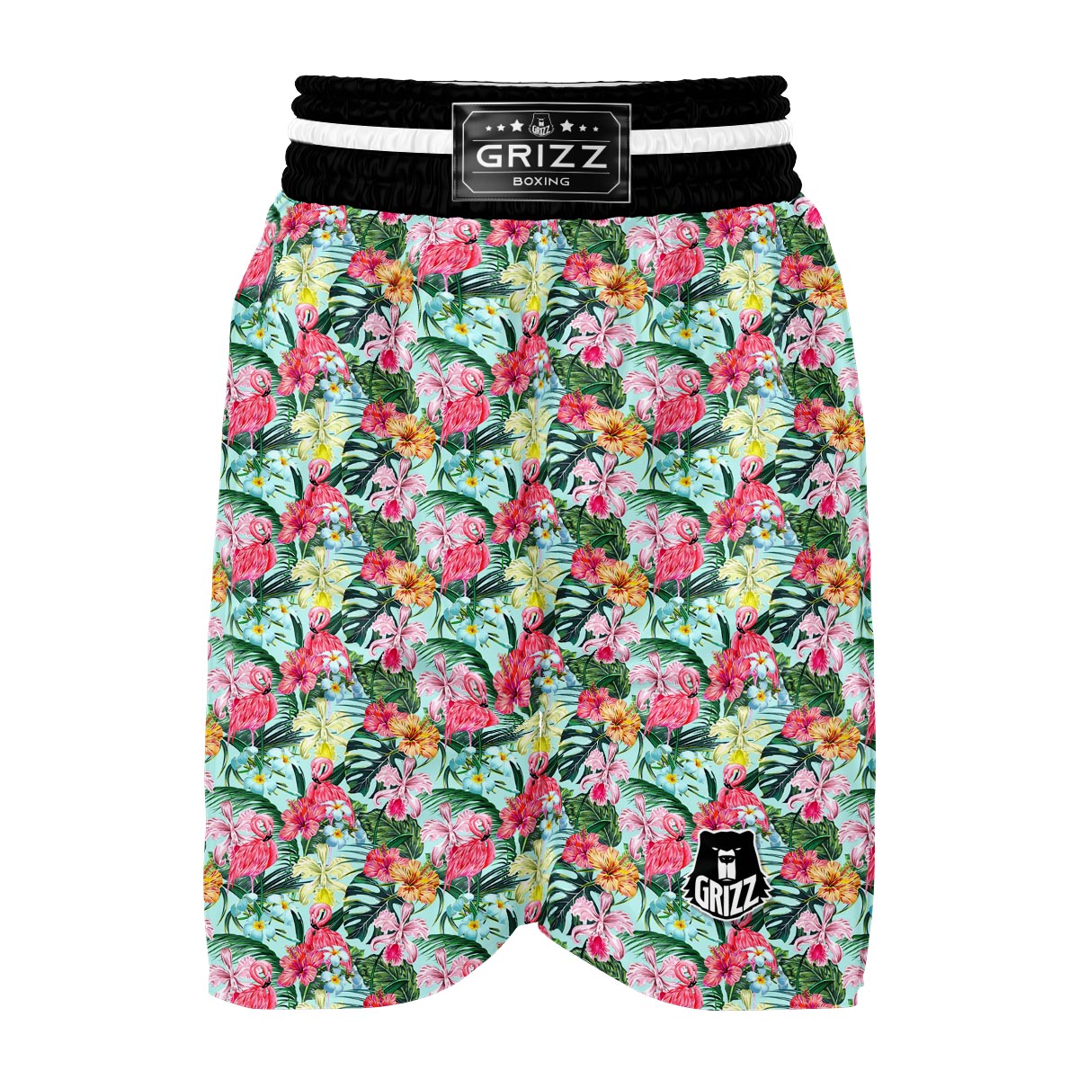 Hibiscus Flamingo Tropical Boxing Shorts-grizzshop