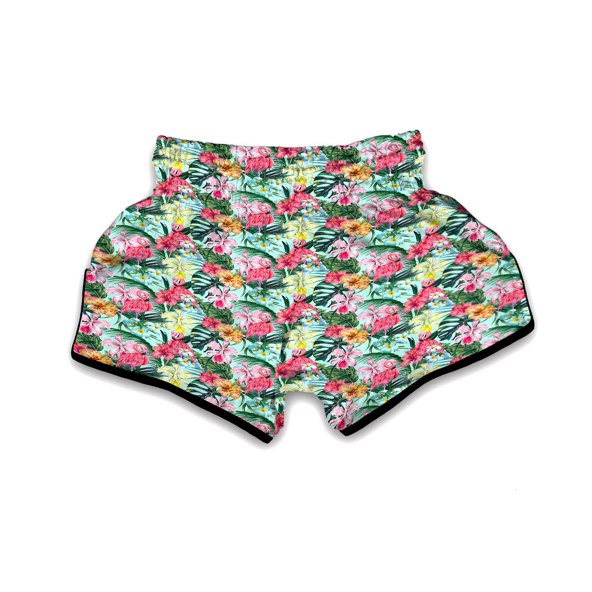 Hibiscus Flamingo Tropical Muay Thai Boxing Shorts-grizzshop