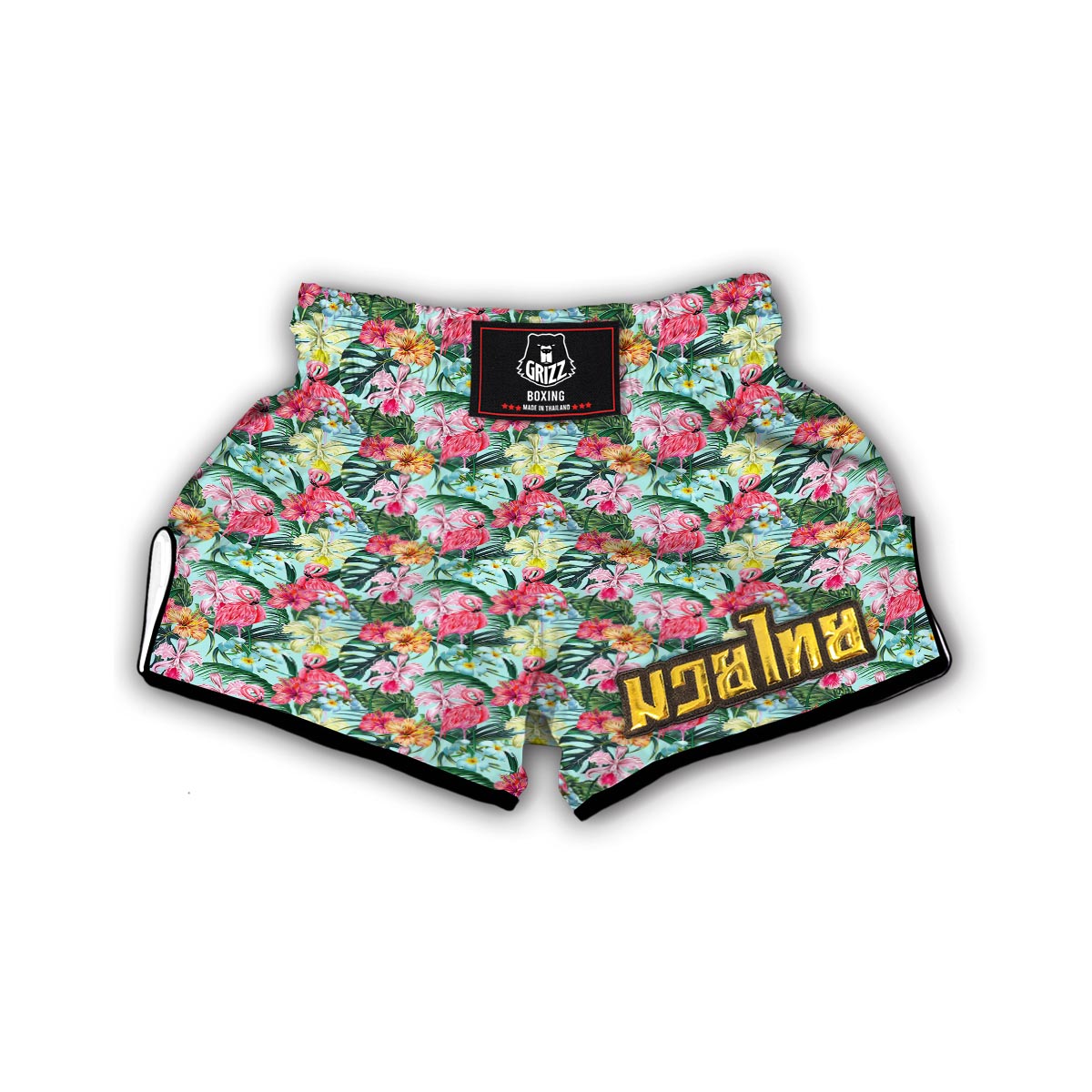 Hibiscus Flamingo Tropical Muay Thai Boxing Shorts-grizzshop