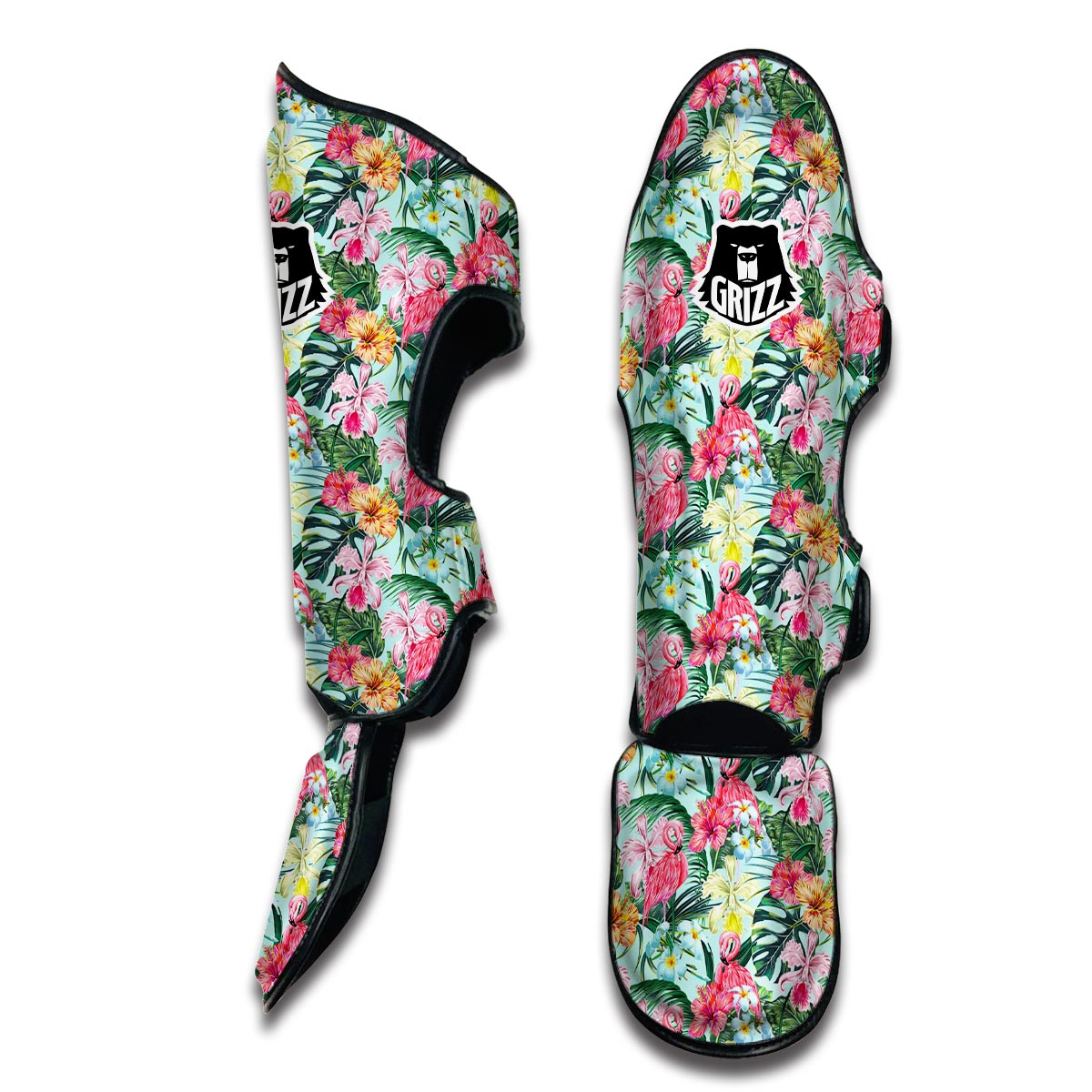 Hibiscus Flamingo Tropical Muay Thai Shin Guards-grizzshop