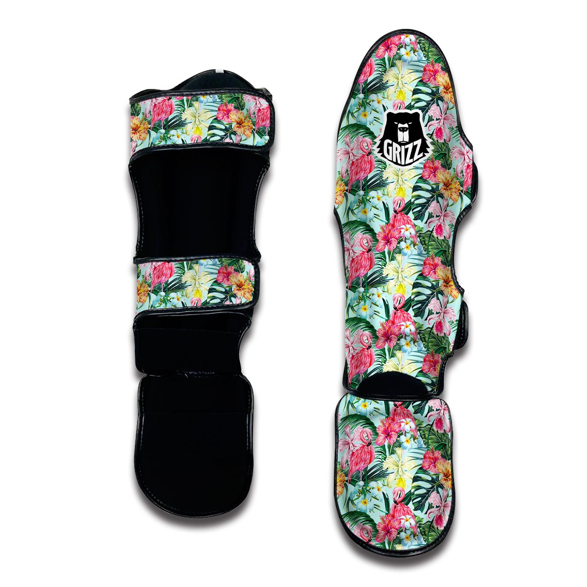 Hibiscus Flamingo Tropical Muay Thai Shin Guards-grizzshop