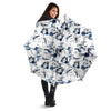 Hibiscus Floral White And Blue Print Pattern Umbrella-grizzshop