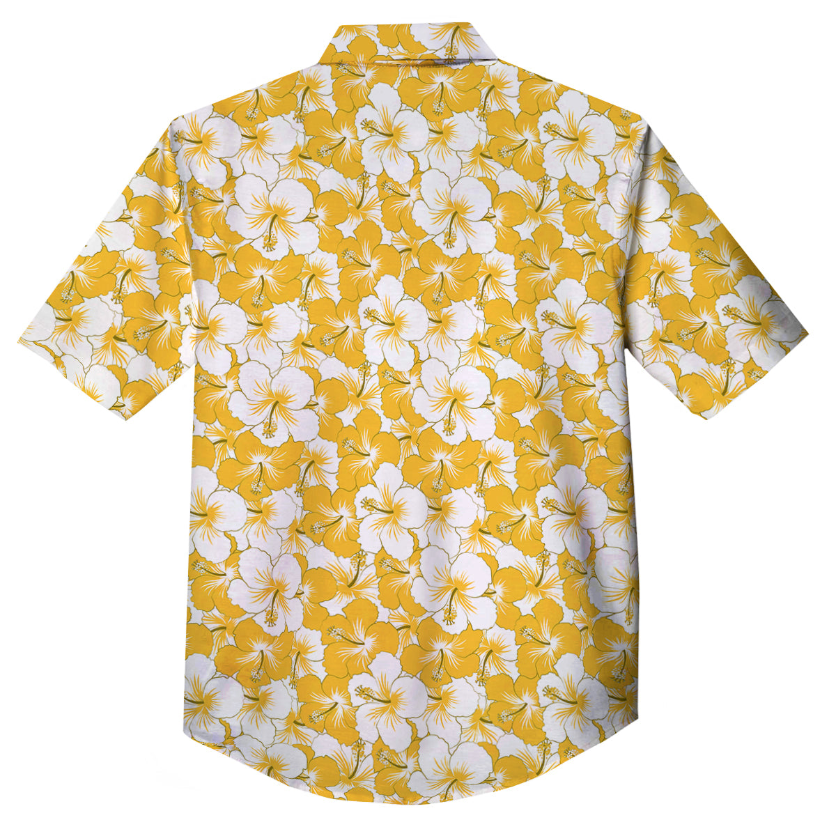 Hibiscus Flower And Camo Yellow Print Pattern Button Up Shirt-grizzshop