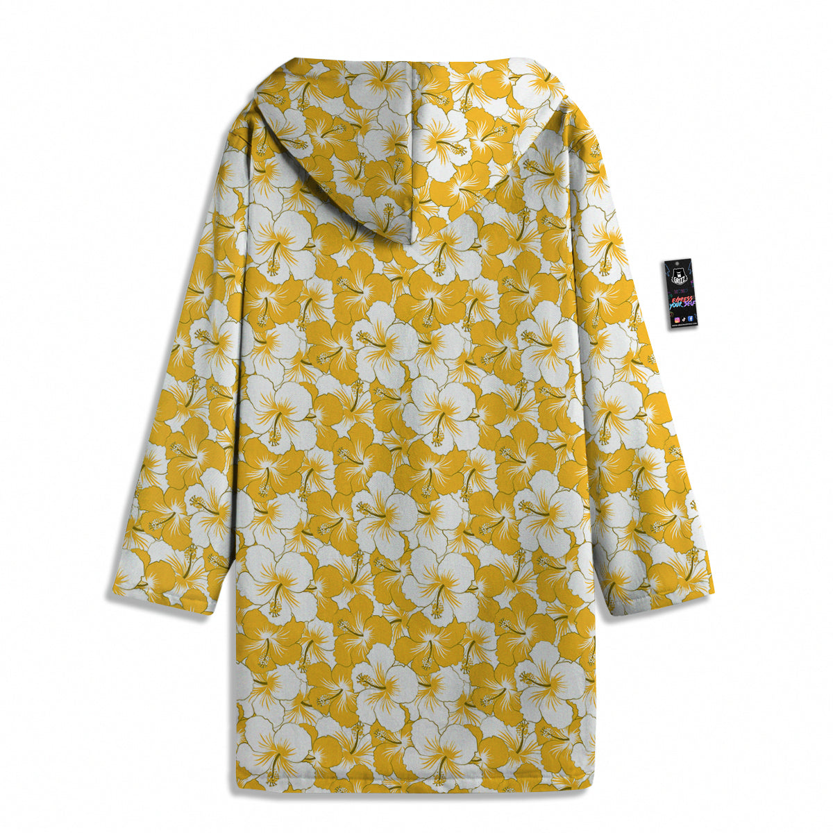 Hibiscus Flower And Camo Yellow Print Pattern Men's Windbreaker Jacket-grizzshop
