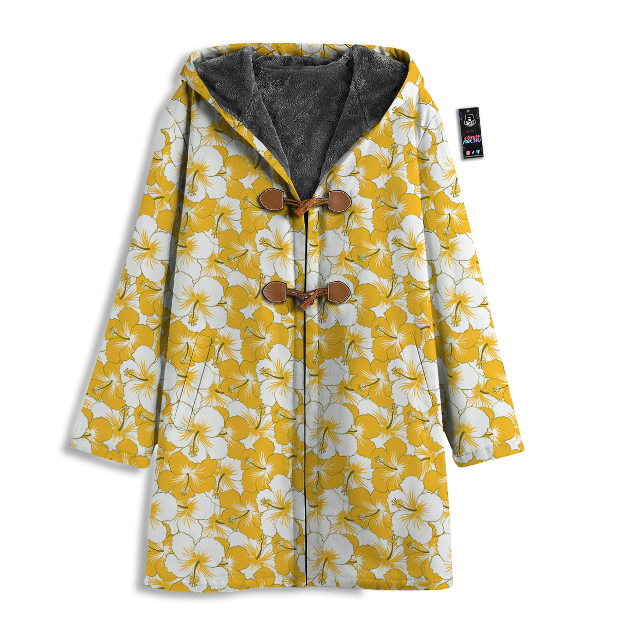 Hibiscus Flower And Camo Yellow Print Pattern Men's Windbreaker Jacket-grizzshop