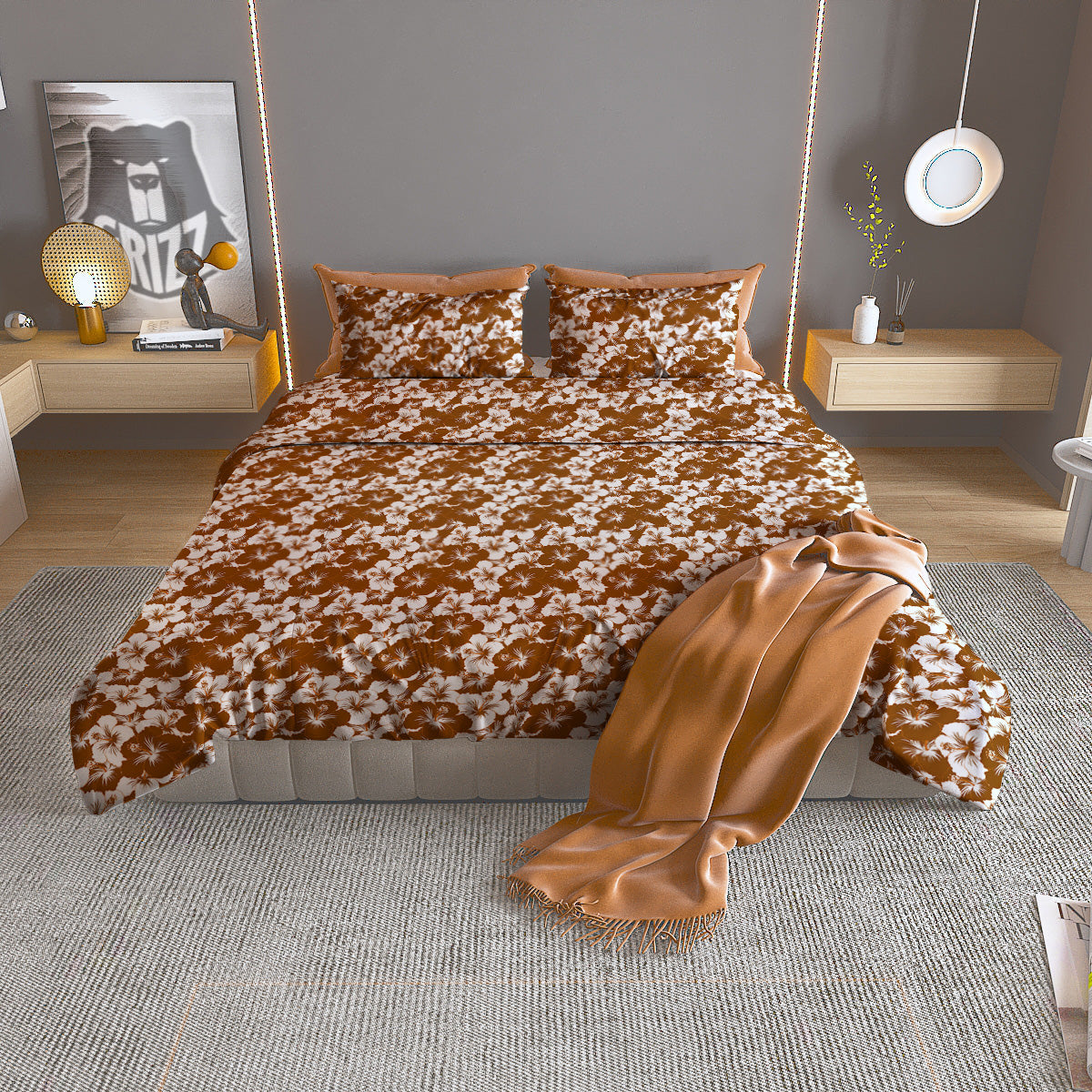 Gold Dragon Japanese Print Pattern Duvet Cover Bedding Set