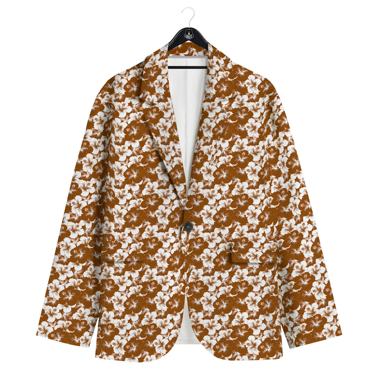 Hibiscus Flower Brown Camo Print Men's Sport Coat-grizzshop