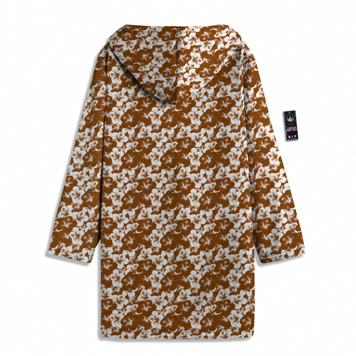 Hibiscus Flower Brown Camo Print Men's Windbreaker Jacket-grizzshop
