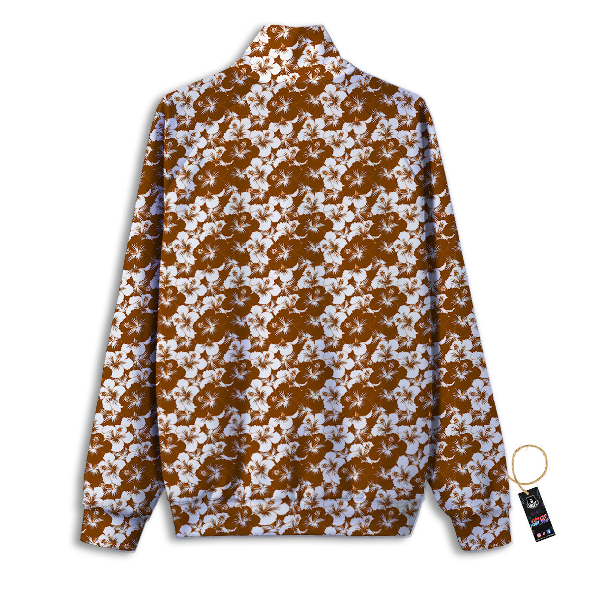 Hibiscus Flower Brown Camo Print Track Jacket-grizzshop