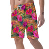 Hibiscus Flower Hawaiian Yellow Print Men's Shorts-grizzshop