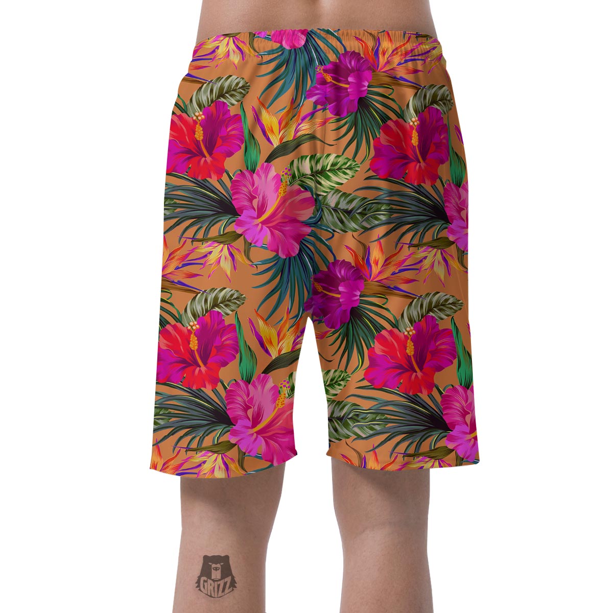 Hibiscus Flower Hawaiian Yellow Print Men's Shorts-grizzshop