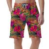 Hibiscus Flower Hawaiian Yellow Print Men's Shorts-grizzshop