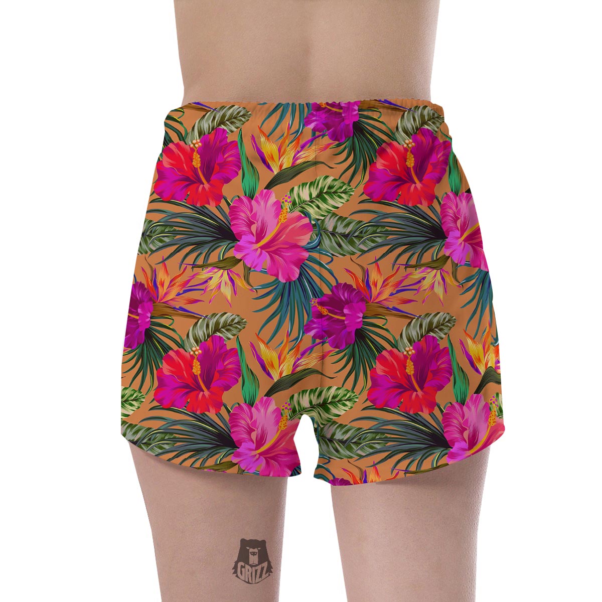 Hibiscus Flower Hawaiian Yellow Print Women's Shorts-grizzshop
