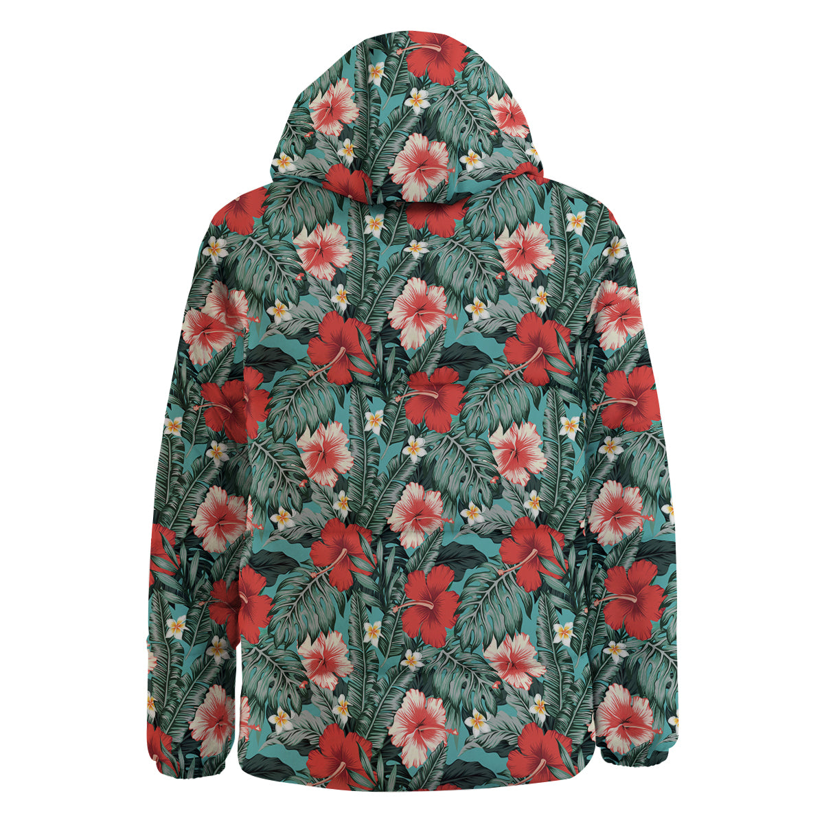 Hibiscus Flowers Tropical Print Pattern Down Jacket-grizzshop