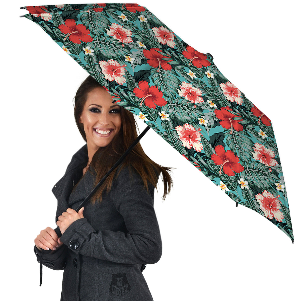 Hibiscus Flowers Tropical Print Pattern Umbrella-grizzshop