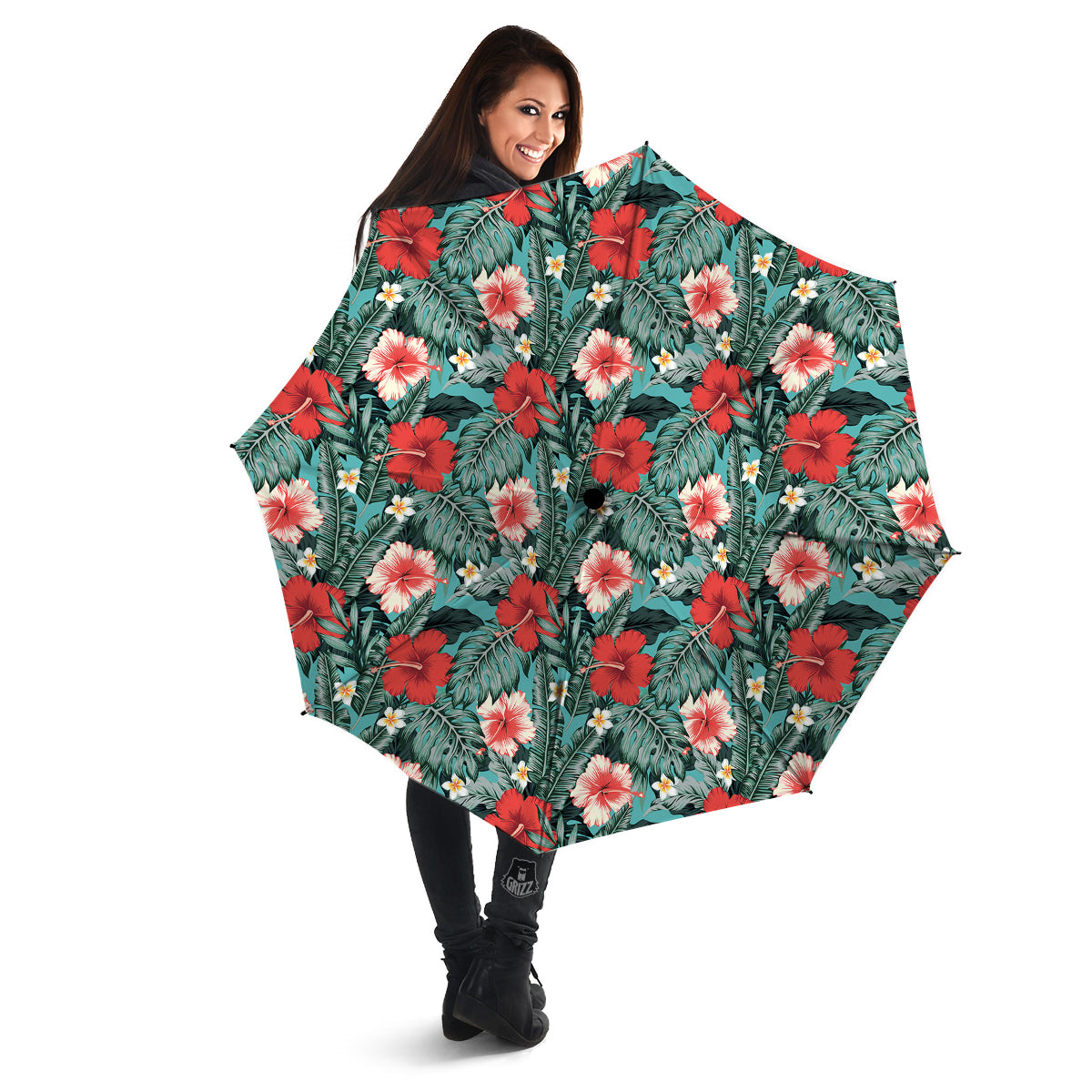 Hibiscus Flowers Tropical Print Pattern Umbrella-grizzshop