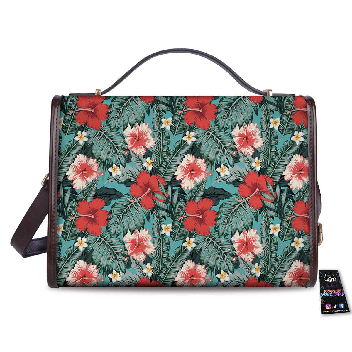 Hibiscus Flowers Tropical Print Pattern Women's Satchel Bag-grizzshop