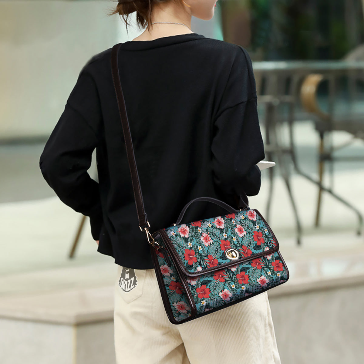 Hibiscus Flowers Tropical Print Pattern Women's Satchel Bag-grizzshop