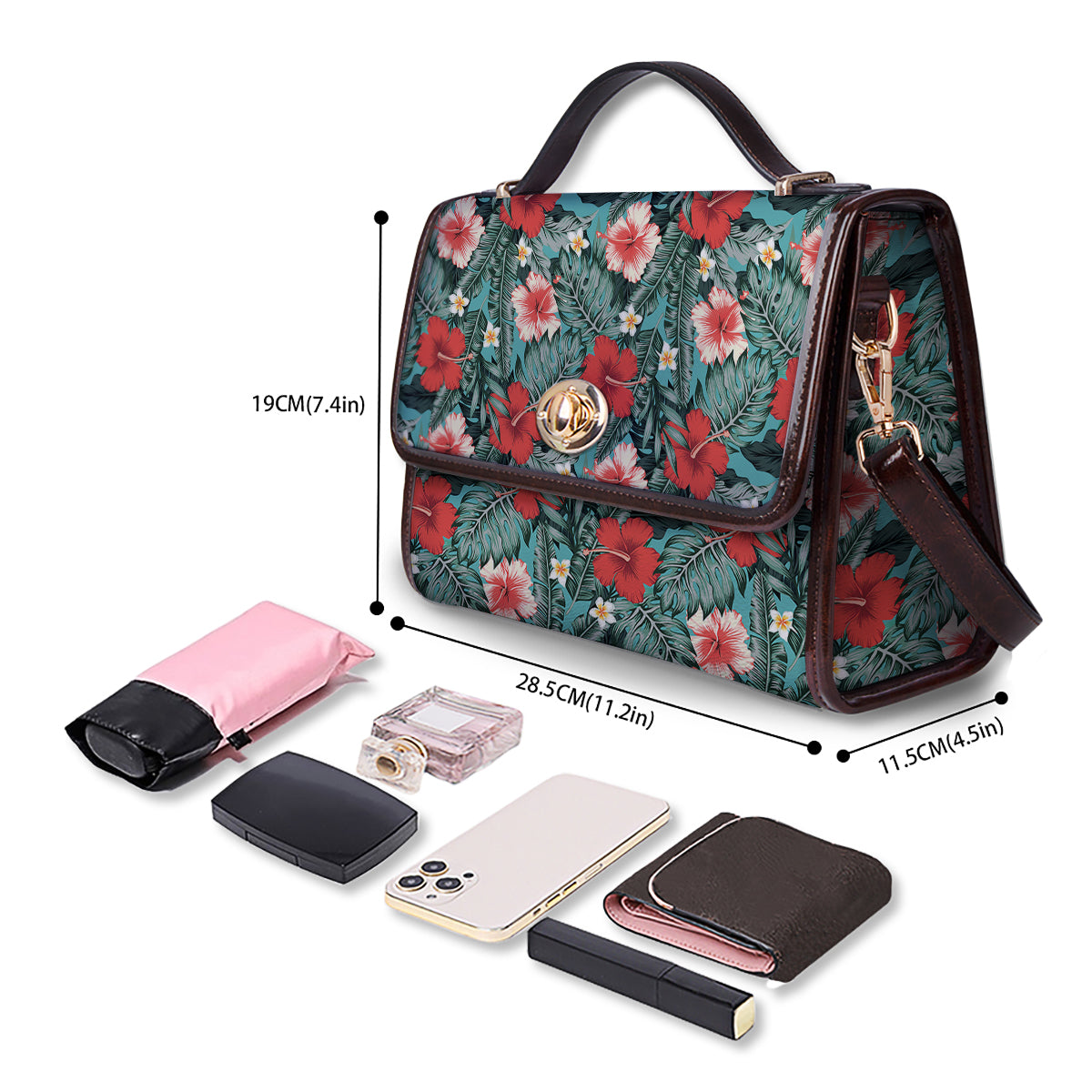 Hibiscus Flowers Tropical Print Pattern Women's Satchel Bag-grizzshop