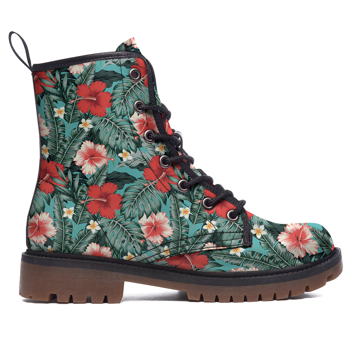 Hibiscus Flowers Tropical Print Pattern Work Boots-grizzshop