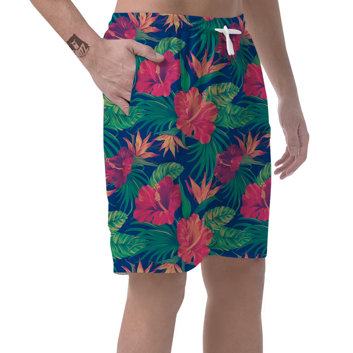 Hibiscus Hawaiian Flower Print Men's Shorts-grizzshop